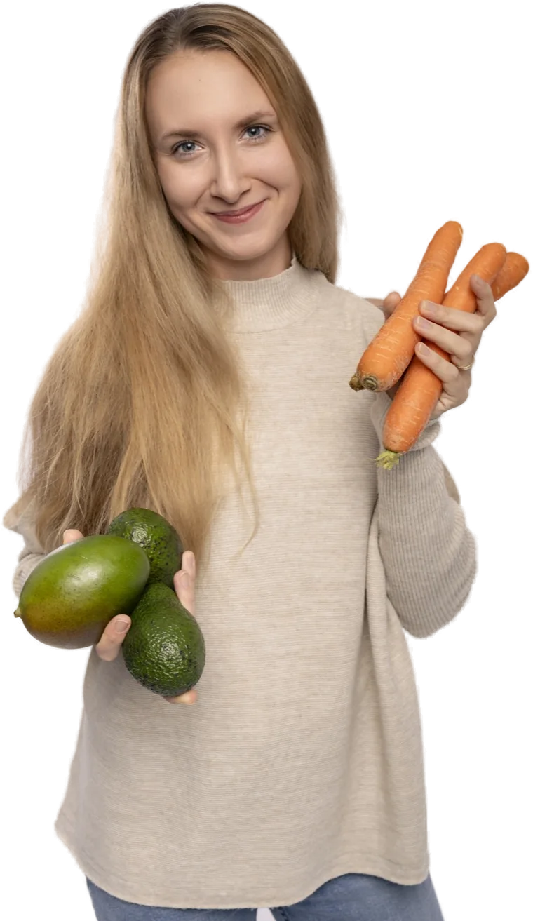 Karolina Fojtová s čerstvou mrkví a avokádem